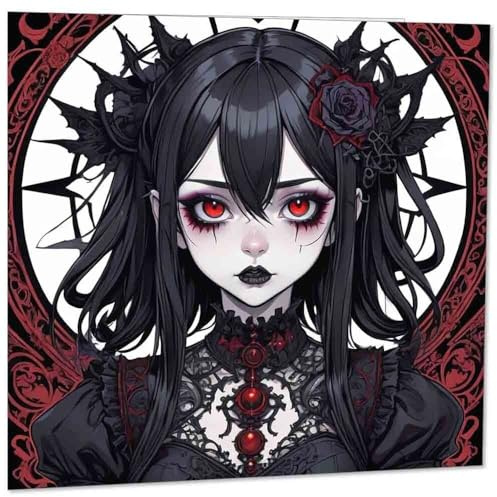 Gothic-Geburtstagskarte – Anime-Gothic-Grußkarte für Mädchen, 145 mm x 145 mm