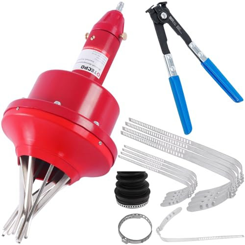 Montagewerkzeug Faltenbalg Druckluft Achsmanschetten Spreizer Werkzeug + Achsmanschetten Klemmzange Manschetten Zange + 12x Achsmanschetten Schellen Klemmschellen