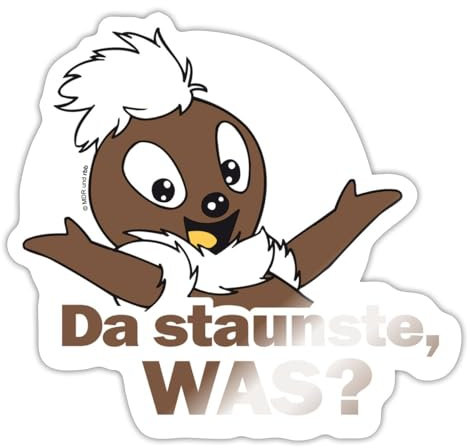 Spreadshirt Sandmännchen Pitti Da Staunste Was Sticker Aufkleber, 10 x 10 cm, Weiß glänzend