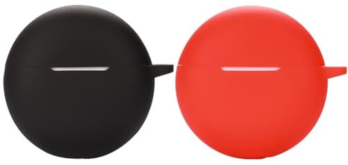 Akancy Compatible con la Funda para Auriculares OPPO Enco Buds2, [Admite Carga inalámbrica] [Funda 4tectora a Prueba de Golpes] Funda tectora de Silicona para Auriculares (Black Red)
