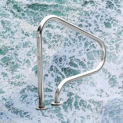 TEmkin Main Courante de Piscine en Acier Inoxydable 304, Main Courante de Piscine pour piscines creusées et Spa, Rampe d'escalier de Piscine à 3 courbures, Argent (épaisseur 1 mm)
