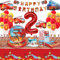 Décoration d'anniversaire pour 2 ans - Motif camion de pompier - Vaisselle de fête pour anniversaire d'enfant - Décoration de camion de pompier - Ballons en carton - Nappe pour décoration