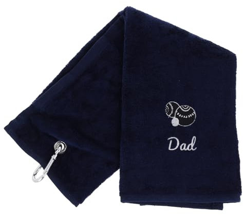 Always Looking Good Embroidered Navy Lawn Bowls Towel for Dad Tri Fold Luxury Velour 50cm x 40cm Custom Bowling Towel with Carabiner Cip Bowling Gifts for Dad