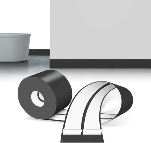 LIHIQIYA Weichsockelleiste Selbstklebend Schwarz, 25M Sockelleiste Selbstklebende, 30x30mm Knickleiste Abschlussleiste PVC, Flexibel Knickleiste, Bodenleiste Abschlussleiste für Bad Küche Badezimmer