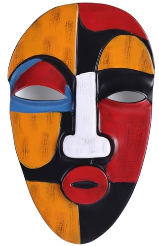 orenm Afrika Maske Wanddeko, Afrikanische Wandmaske aus Kunstharz, Moderne Wandskulptur Ethno Wandkunst, Wand Dekoration für Wohnzimmer Schlafzimmer Büro Flur (B)