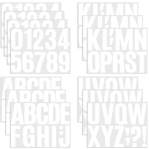 JJUNW 13 Blatt Buchstaben Zahlen Aufkleber 10cm, Große Selbstklebend Alphabet Nummer Aufkleber Buchstaben Wasserfeste Vinyl Sticker für Basteln Schilder Poster Briefkästen Fenster(Weiß)