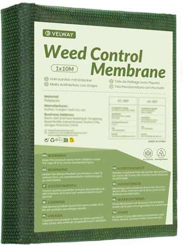 Velway Malla Antihierbas 1x10M Biodegradable - 80g/m² Malla contra Malas Hierbas para Jardín Huerto Tejido Permeable al Agua Tela Antihierbas Compostable Anti-UV Tela Geotextil para Control de Maleza