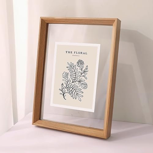 Unikicool Doppelseitiger Bilderrahmen aus Acryl Glas,Schwebender Rahmen Doppelseitiger,Transparenter Fotorahmen Aus Holz,Pflanze Probe-Rahmen,Glatte Kanten,FüR Fotos,PräParate,Scherenschnitte