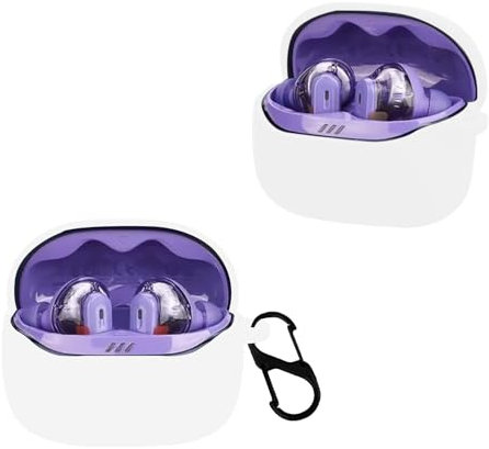 CONAPIKA Hülle für JBL Tune Beam 2 mit karabiner, Voller Schutz Silikon Earbuds Schutzhüllen Haut Case Ultra-dünnes Weiches Stoßfeste wasserdichte Unterstützt Kabelloses Laden Kopfhörer Abdeckung