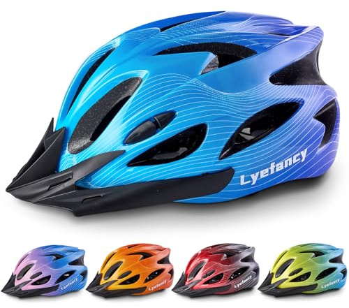 Kids Bike Helmet, Lyefancy Kids Helmet for 3-9 Years Old Boys Girls, Children Adjustable Helmet 48-55cm for Bicycle Scooter Skating Cycling with Visor (Blue)