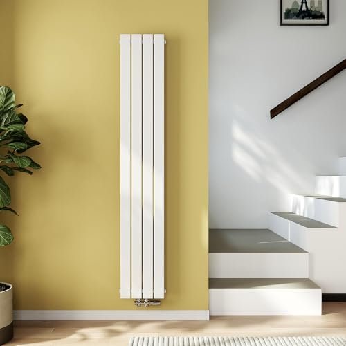 EMKE Heizkörper 180 x 30 cm, Badezimmer Heizkörper Einlagig Vertikal Röhrenheizkörper Mittelanschluss Paneelheizkörper Schmal Hoch Wandheizkörper Weiß 627W