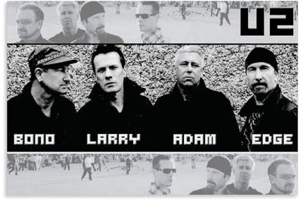 ZAJSGPUR Bands U2 Members Vintage Poster Dekorative Malerei Leinwand Wandkunst Wohnzimmer Poster Schlafzimmer Malerei 12x18inch(30x45cm)