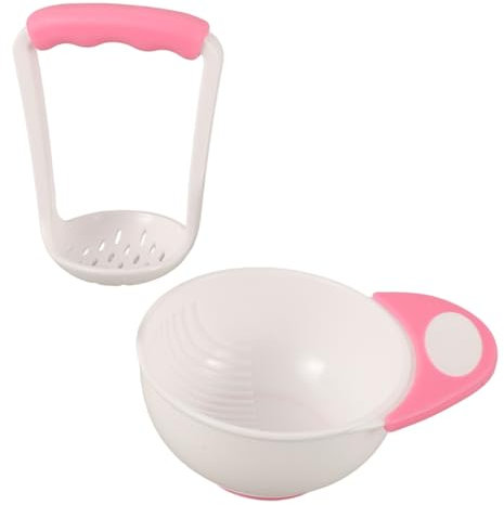 Supvox Babynahrungs Mascher Schüssel Handgemachte Schleifschale für Babynahrung Rutschfest mit Ring für Zubereitung von Brei