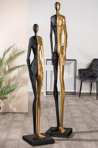 Sculpture, Synthetic resin, black, gold-colored, PU 1, L. 32 cm, W. 32 cm, H. 153 cm