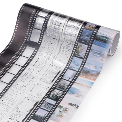 LELE LIFE 6 Rollen Filmstreifen PET Washi Tape, selbstklebende Retro-Filmrolle Kunst dekorative Klebebandaufkleber für Journaling, Scrapbooking, Basteln, Tagebücher, Junk Journal Zubehör