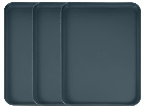 sourcing map 4Pcs Plastic Serving Trays, 15 x 10.6 Inch Rectangle Food Trays Serving Cafeteria for Kitchen Restaurant Coffee Fruit Burger Lunch Dessert, Dark Blue