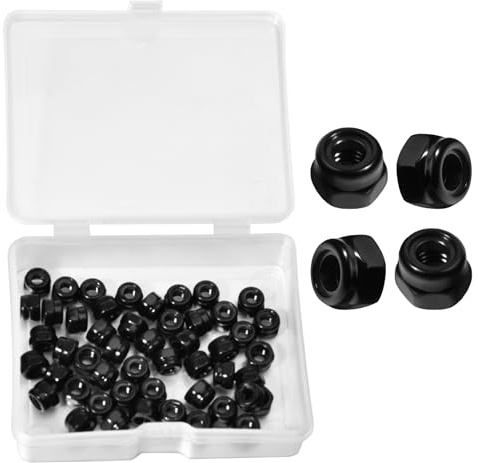 LEONTOOL 50Pcs M3 x 0,5 mm Contre-écrous, contre-écrous hexagonaux métriques autobloquants en nylon insérés Écrou de sertissage en acier inoxydable 304 plaqué zinc noir pour auto, machine, meubles