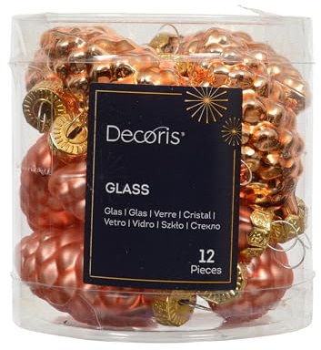 Kaemingk Christbaumschmuck Zapfen Glas 6cm x 12 Stück Christbaumkugeln Weihnachtsbaumkugeln für Weihnachten - Christbaumschmuck & Weihnachtsbaumschmuck - Warmorange