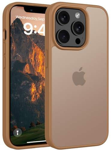 Andwing Matt Hülle für iPhone 13 Pro 6.1 Zoll Braun | Militärstandard FallSchutz Handyhülle,Mattierte Durchscheinende Rückseite Schutzhülle,Anti-Fingerabdruck Kratzfest Haltbar