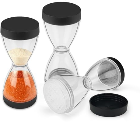 Modixun 3 Pack Travel Salt and Pepper Shakers, 2 in 1 Portable Small Camp Seasoning Spice Containers with Moisture Proof Lid, for Camping Kitchen, Outdoor, Picnic, BBQ