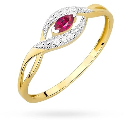 MARKO Edler Damenring aus 333 (8 Karat) Gold mit farbigen Mittelsteinen – Funkelnder Echtgold Vorsteckring/Verlobungsring