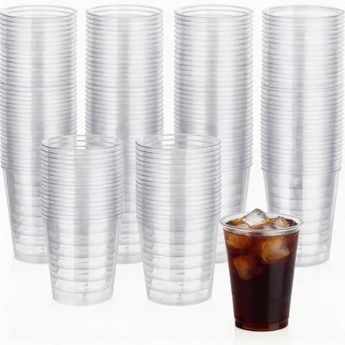 VASOMADRID - Vasos Reutilizables Tubo de Plástico 500 uds de 300 ml (10oz) para Fiestas, Oficinas y Catering Resistentes y Reusables