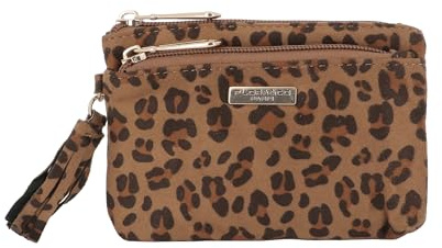 Petit Porte-Monnaie Similicuir Léopard Velouté Femme - Portefeuille Porte-Cartes 3 Couches - Pochette Multifonctionel - Lèger Tendance - Camel