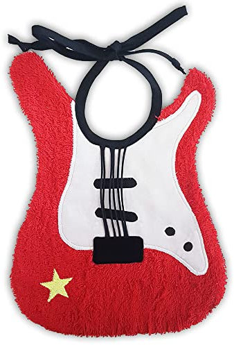 Zigozago Babero de algodón hecho a mano con forma de guitarra - Cierre: cuerda; talla única