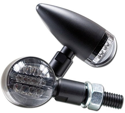 LED-Blinker Mini Bullet, Alu, schwarz, getönt, E-geprüft