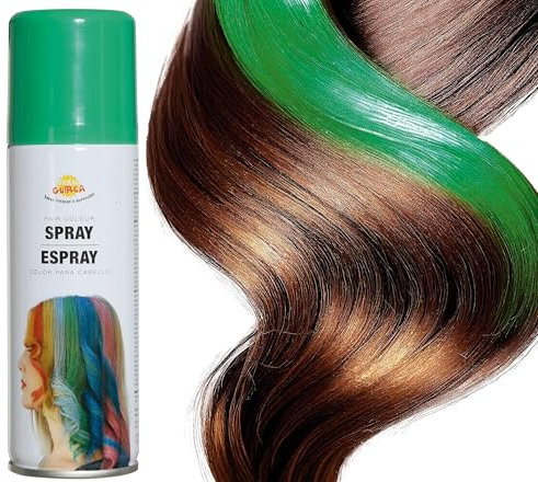 FIESTAS GUIRCA | Spray pour Cheveux Vert (125ml) - Maquillage en Spray pour Halloween, Anniversaires, Nouvel An et Célébrations - Accessoire de Costume pour Adultes et Enfants - Vert