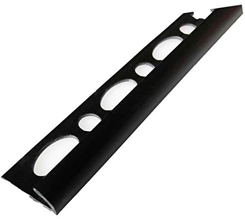 Round Edge Tile Trims 8mm-10mm 2.5M Plastic PVC Many Colors Sizes TMW Profiles (8 mm, Black)