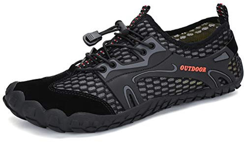 DANNTO Herren Aquaschuhe Wasserschuhe Badeschuhe Kinder Yoga Badeschuhe Strandschuhe Schnell Trocknend Surfschuhe Schwimmschuhe mit rutschfeste Sohlen Neoprenschuhe Barfuß Schuhe (Schwarz,43)