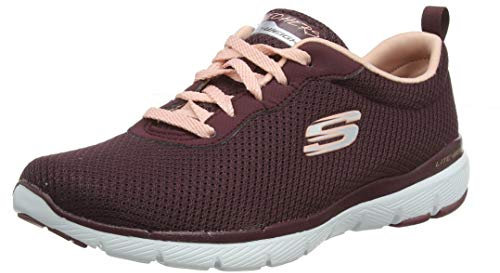 Skechers Flex Appeal 3.0 First Insight, Sneakers Mujer, Marrón (Red Burgundy Mesh Pink Trim), 36 EU