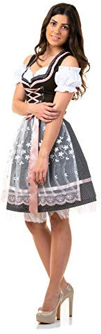 Trachtl.de Dirndl Trachtenkleid Damen Sarah IN SCHWARZ 3.TLG 36