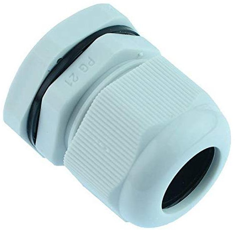 10 x PG21 Grey Nylon Cable Gland IP68 with Locknut and Washer (Pack of 10)