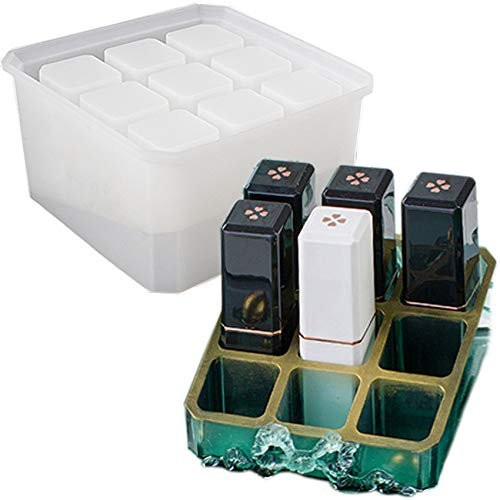 Musykrafties Quadratische Lippenstift-Organizer Epoxidharz Silikonform 9-fach Vitrine für Make-up Lipgloss Pigment Schmuck