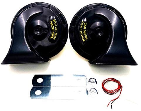 YIYIDA Autohupe Car Horn Elektrische Hupe Lufthupe 115DB LKW-Hupe elektrisch schwarz Schneckenhupe wasserdicht hohe und niedrige Tonhupe mit Metallhalterung Air Horn für 12V Motorrad Auto Van LKW usw