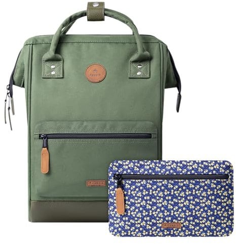 Cabaïa - Adventurer Rucksack Seoul Maxi 23L - Wasserabweisend - Laptopfach bis zu 15 Zoll - 2 Vordertaschen - vegan zertifiziert - Rucksack für Reisen und Arbeit, Damen & Herren - Grün