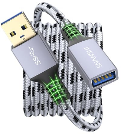 USB 3.0 Extension Cable, SNANSHI USB Extension Cable 3ft Type A Male to Female USB Extension Cord High Data Transfer Compatible with USB Flash Drive, Card Reader, Hard Drive,Keyboard, Printer, PS4