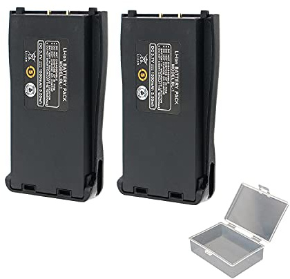 BentMax Rechargeable Walkie Talkie Battery Replacement 1500 mAh Li-ion Battery Pack with Case for Baofeng BF-888S, Arcshell AR-5, Pxton PX-888S Walkie Talkies (2 Pack)