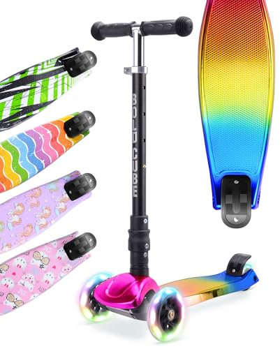 BOLDCUBE Big Fold | 3 Räder Roller 5-10 J. | LED Leuchtenden Räder | Klappbar | Lenker Höhenverstellbar 65 bis 89 cm