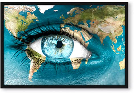Pixxprint Die Erde auf ein Gesicht, Poster im Bilderrahmen, Format: 100x70cm, Kunstdruck gerahmt