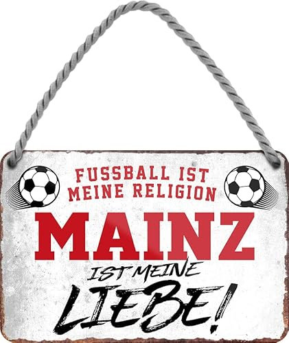 schilderkreis24 – Blechschild Lustiger Spruch Deko Artikel Sport Verein Geschenkidee Männer Club Fußball (Fussball Religion Mainz 18x12cm)