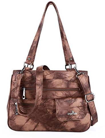 Angel Kiss Tasche Leder Damenhandtasche Schultertasche Handtaschen Wasserdicht Tragetasche Multifunktionale Henkeltasche Umhängetasche Groß für Arbeit Schule Shopper Reise