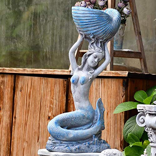 YTOOZ Meerjungfrau-Gartenstatue, Außendekoration, nautischer Ozean, Dekoration, Terrasse, Hof, Rasen, Statue, C + 58 cm, Neuheitsgeschenk