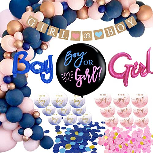 Babyparty Deko Gender Reveal Party Boy or Girl Konfetti Ballons Deko Luftballons Set Geschlecht Offenbaren Mädchen oder Junge Baby Shower Dekoration