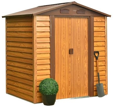 Grindi - Gerätehaus Metall Arbor I - Gartenhütte - Gartenhaus - Geräteschuppen 152x193x203 cm Schiebetür - Garten Schrank - Fahrradgarage - Shelter - Gartengerätehaus - Tiny House -