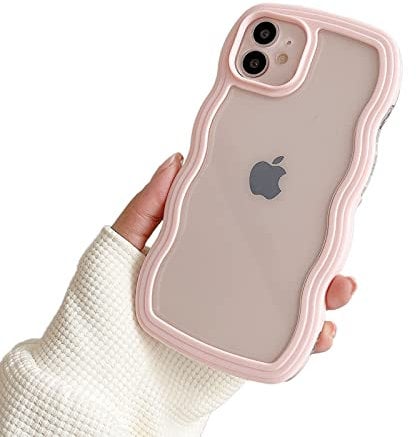 Ownest Compatible for iPhone 11 Case Cute Clear Curly Simple Wave Case Aesthetic Design Bumper Phone Case for Girls Women Soft TPU Protective Cover for iPhone 11 6.1 Inch-Pink