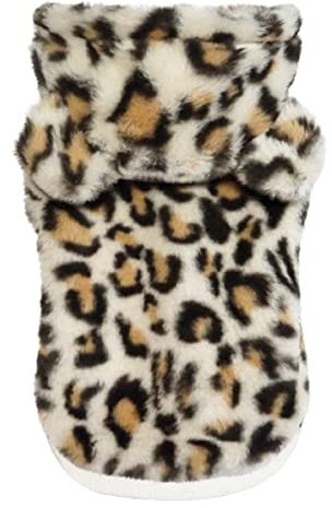 Croci Sweatshirt für Hunde mit Guepard-Kapuze, Rückengröße 25 cm, Öko-Fell, verstellbar mit Klettverschluss, mit Gummizug und Loch für Leine und Geschirr, Leopardenfarbe
