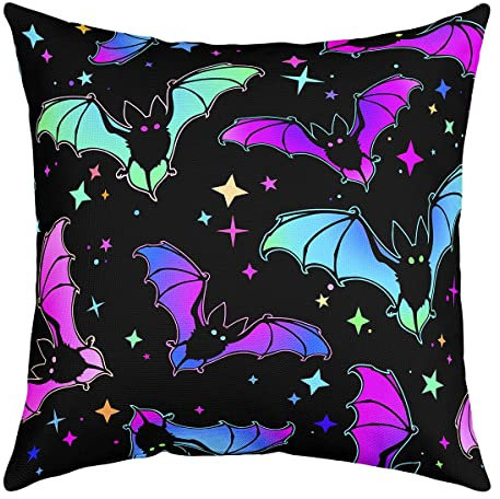 Halloween Fledermaus Kissenbezug Glitter Stars Galaxy Wurf Kissenbezug Für Kinder Halloween Dekorationen Kissenbezug 40x40cm Halloween Home Decor Büro Sofa Couch Bett Teal Blau Grün Lila